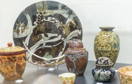 Butterflies with lustre and birds with glaze