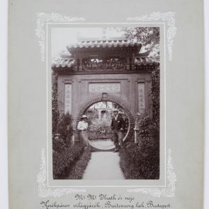 Mr McIrath and his wife in the garden of Hopp villa, at the Moon Gate