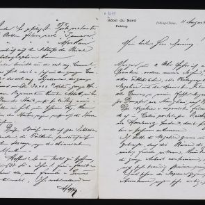 Ferenc Hopp's letter to Henrik Jurány from Beijing