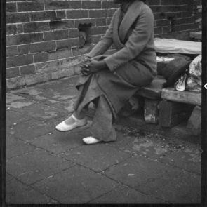 Chinese woman, tourist resting on the Great Wall, Beijing area, May 31, 1936