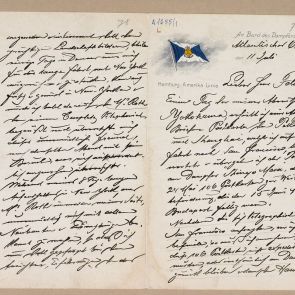 Ferenc Hopp's letter to Aladár Félix from the Atlantic Ocean