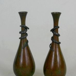 Bronze vase with silver snake appliqué