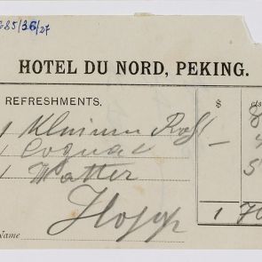 A pekingi Hotel du Nord által italrendelésre kiállított számlák Hopp Ferenc részére: Refreshments
