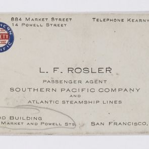 Business card: L. F. Rosler, Passanger Agent, Southern Pacific Company