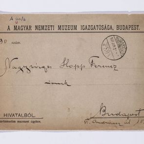 A Magyar Nemzeti Múzeum köszönőlevelének borítékja