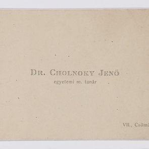 Business card: Dr. Jenő Cholnoky, university level private tutor