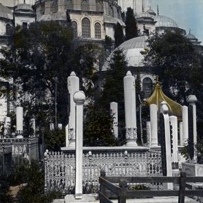 Constantinople. Ornate tombstones in the cemetery of Fatih Mosque