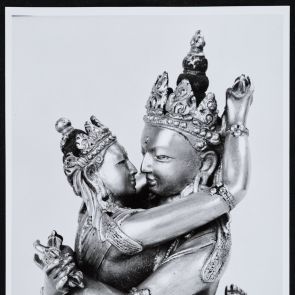 Vajradhara with his wife, detail (inv. no. 66.55.1) - black and white photo