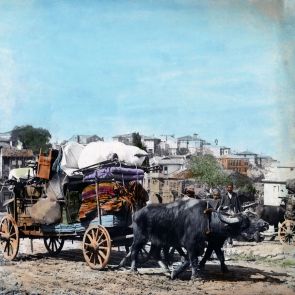 House moving with a buffalo and cart, somewhere in Üsküdar