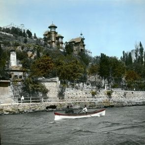 Boatman on the Bosphorus. On top of the hill stands the former Robert College, now Bosphorus University