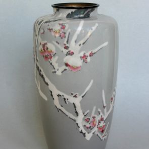 Baluster vase with snowy prunus branch decoration