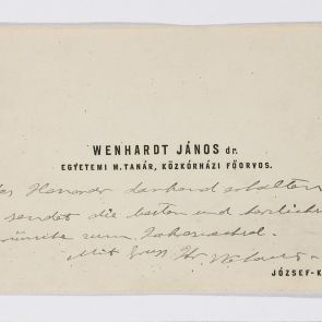 Business card: Dr. János Wenhardt, university level private tutor, chief physician of a government hospital
