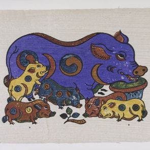 Traditional New Year painting: Herd of Yin-Yang pigs (Vietnamese Đàn lợn âm dương)