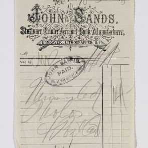 John Sands nyomdász és írószer-kereskedő számlája