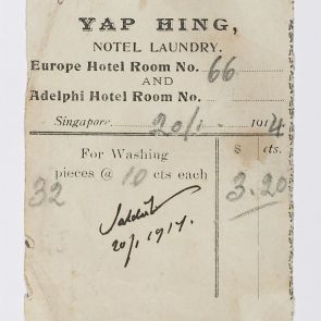 Invoice issued to Ferenc Hopp by Yap Hing Laundry