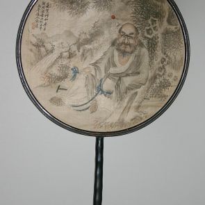 Fan with a portrait of Bodhidharma