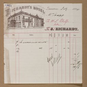 Invoice issued to Ferenc Hopp by Eichardt's Hotel