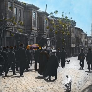 Constantinople. Turkish funeral near Fatih Mosque