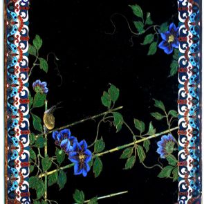 Folding screen panel with morning glory and snail motif