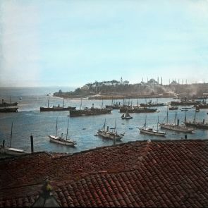 Constantinople, the boats stationed by the great powers at Karaköy