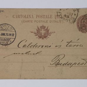 Ferenc Hopp's postcard sent to Calderoni and Co. from Rome