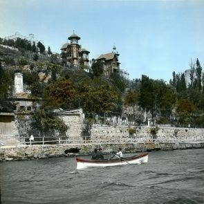 Boatman on the Bosphorus. On top of the hill stands the former Robert College, now Bosphorus University