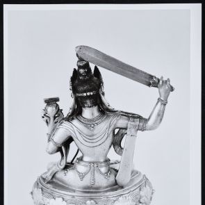 Manjushri Bodhisattva, back of the statue (inv. no. 79.43.1) - black and white photo