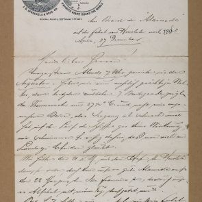 Ferenc Hopp's letter written to Calderoni and Co., on his way from Honolulu to Apia (from Hawaii to Samoa)