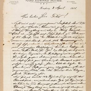 Ferenc Hopp's letter to Aladár Félix from Hong Kong