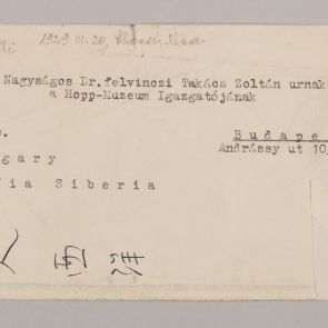 Envelope of the letter from Lajos Ligeti