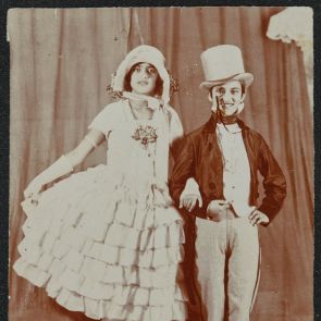 Amrita from the left and Indira from the right, both in costume