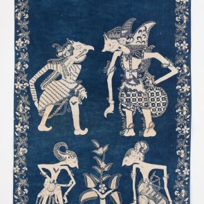 Batik textile with wayang figures