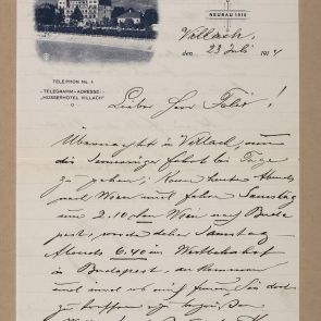Ferenc Hopp's letter to Aladár Félix from Villach