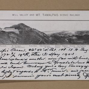 Ferenc Hopp's postcard to Dr. Kornél Emmer from Pacific Ocean, near Honolulu