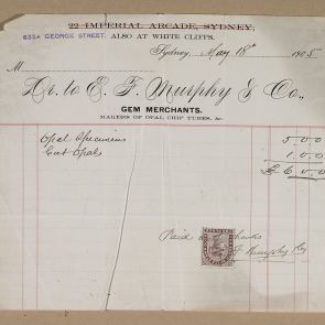 Invoice of Murphy & Co. delivery company about two opal objects