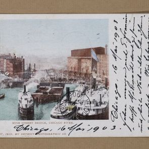 Ferenc Hopp's postcard to Henrik Jurány from Chicago