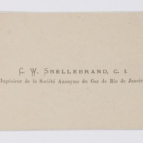 Business card: C. W. Snellebrand, C. I. Ingénieur de la Société Anonyme du Gaz de Rio de Janeiro
