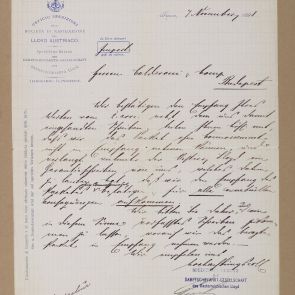Notification letter from the Austrian Lloyd Shipping Company to Ferenc Hopp about the delivery guarantee for Ferenc Hopp's  packages