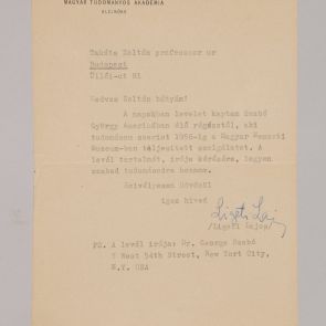 Lajos Ligeti's letter to Zoltán Felvinczi Takács from Budapest