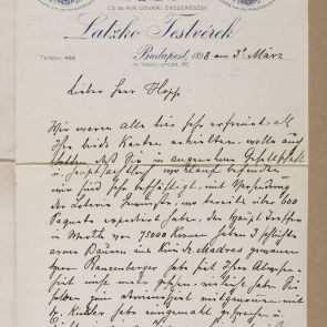 Letter of the Latzkó Brothers jewellery shop to Ferenc Hopp from Budapest