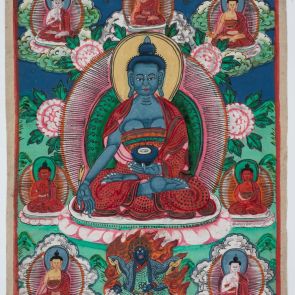 The Eight  Medicine Buddha, with Bhaisajyaguru in the center