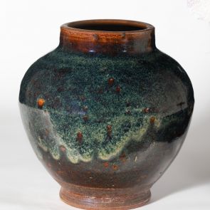 Vase decorated with blue flowing glaze