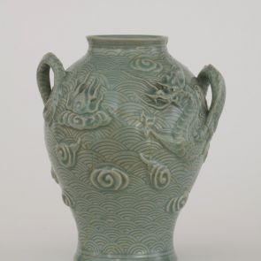 Vase with two handles decorated with dragon and cloud motifs