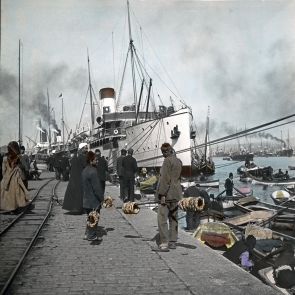 Constantinople. Simit (bagel) vendors in the port of Karaköy