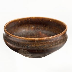 Dark brown bowl with funnel