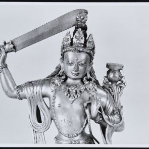 Manjushri Bodhisattva, detail (inv. no. 79.43.1) - black and white photo