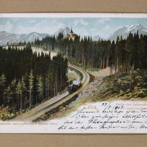 Postcard of Ferenc Hopp to Hershower Esq. from Lake Csorba (Štrbské Pleso) to Heringsdorf-Seebad