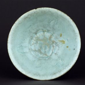 Bowl with flying wild geese and three fishes