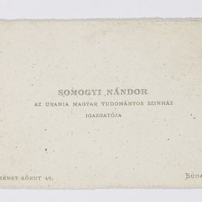 Business card: Nándor Somogyi, director of Uránia Science Theatre