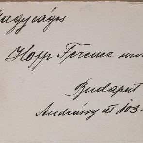 Letter of the painter Erzsébet (Elisabeth) Angyalffy to Ferenc Hopp